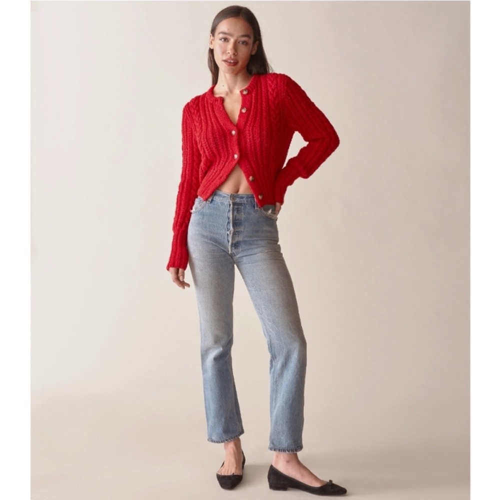 Doen Audrey Cardigan Sweater in Red Sumac. Size XS. Like new.